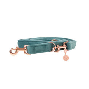 Nachhaltige Hundeleine Velvet Minz mit Rosegold, Silber oder Gold