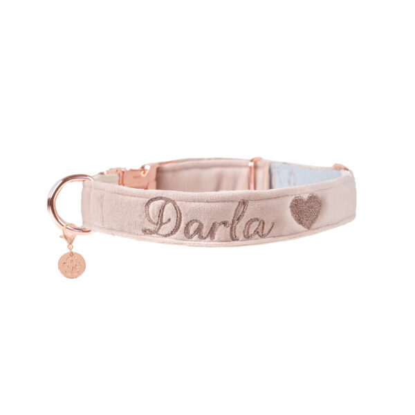 Nachhaltiges Hundehalsband Velvet Rose mit Rosegold oder Silber – Bild 2