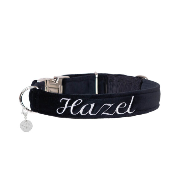 Nachhaltige Hundeleine Velvet Schwarz mit Rosegold, Silber oder Gold – Bild 4