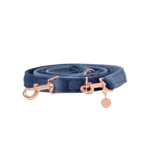Nachhaltige Hundeleine Velvet Jeans mit Rosegold, Silber oder Gold