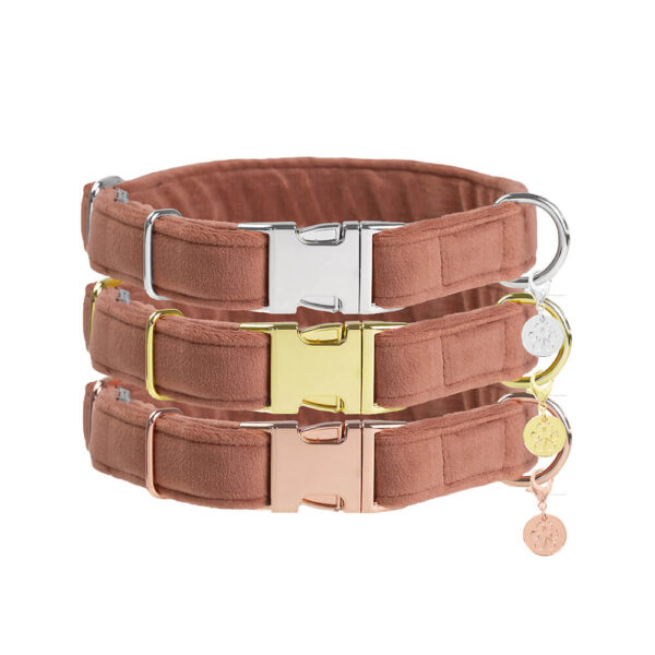 Nachhaltiges Hundehalsband Velvet Sanddorn mit Rosegold, Silber oder Gold