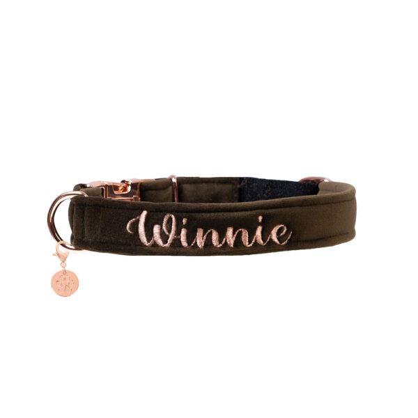 Nachhaltige Hundeleine Velvet Braun mit Rosegold, Silber oder Gold – Bild 3