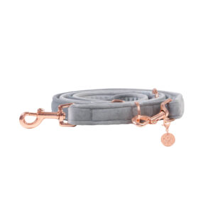 Nachhaltige Hundeleine Velvet Platingrau mit Rosegold oder Silber